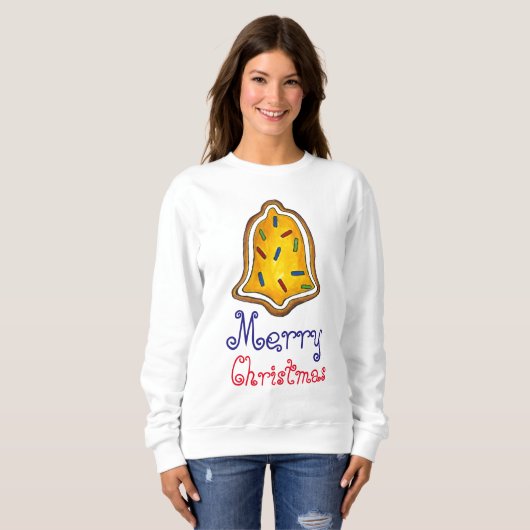Yellow Christmas Bell Cookie Ugly Holiday Sweater Sweatshirt (Vorne ganz)