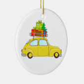 Yellow Christmas Car Abschleppbaum Keramikornament (Rechts)