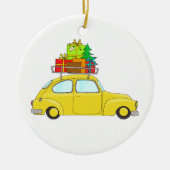 Yellow Christmas Car Abschleppbaum Keramikornament (Vorne)