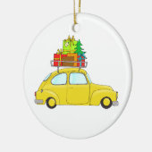 Yellow Christmas Car Abschleppbaum Keramikornament (Links)