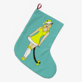 Yellow Christmas catgirl Großer Weihnachtsstrumpf (Vorderansicht (hängend))