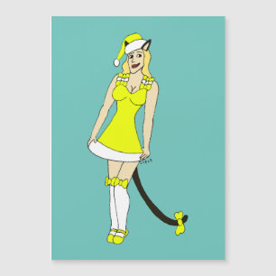Yellow Christmas catgirl Magnetkarte