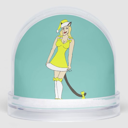 Yellow Christmas catgirl Schneekugeln (Vorderseite)