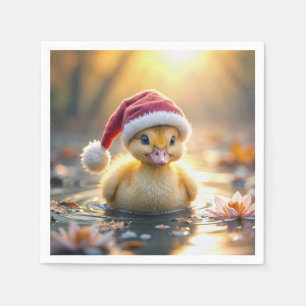 Yellow Christmas Duckling Serviette