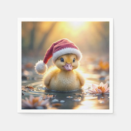 Yellow Christmas Duckling Serviette (Vorderseite)