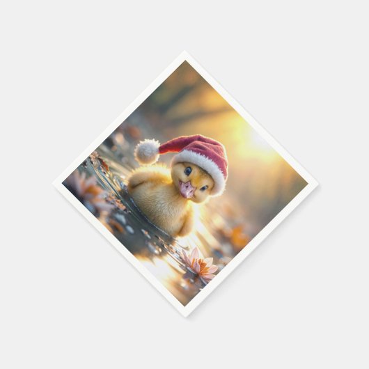 Yellow Christmas Duckling Serviette (Ecke)