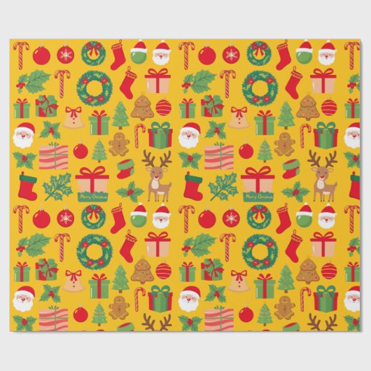 Yellow Christmas Geschenk Alles Geschenkpapier (Flach)