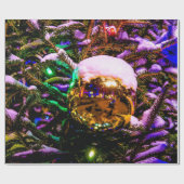 Yellow Christmas Ornament Ball Geschenkpapier (Flach)