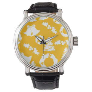 Yellow Christmas Pattern Armbanduhr