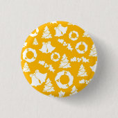 Yellow Christmas Pattern Button (Vorderseite)