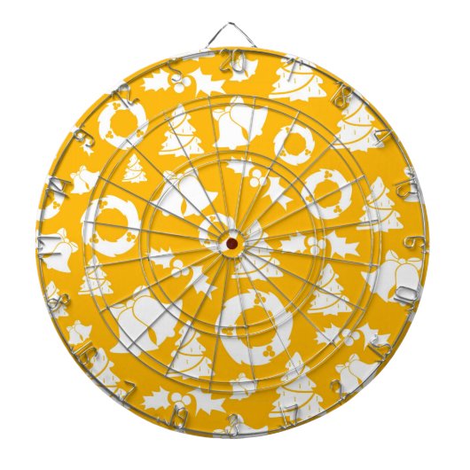 Yellow Christmas Pattern Dartscheibe (vorne)