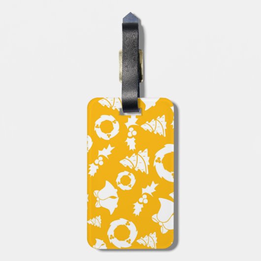 Yellow Christmas Pattern Gepäckanhänger (Rückseite vertikal)