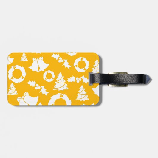 Yellow Christmas Pattern Gepäckanhänger (Rückseite horizontal)