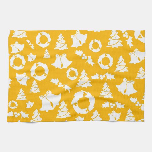 Yellow Christmas Pattern Geschirrtuch (Horizontal)