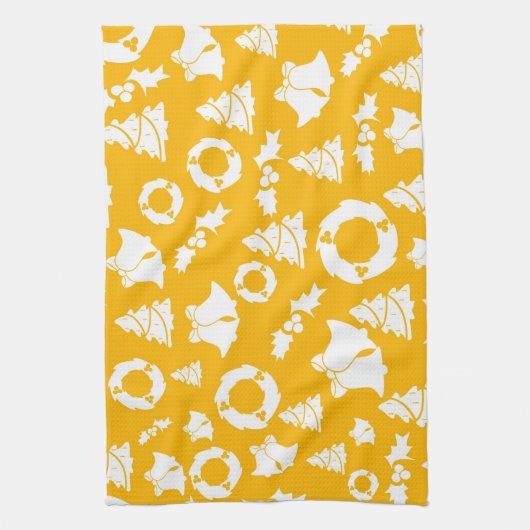 Yellow Christmas Pattern Geschirrtuch (Vertikal)
