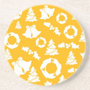 Yellow Christmas Pattern Getränkeuntersetzer