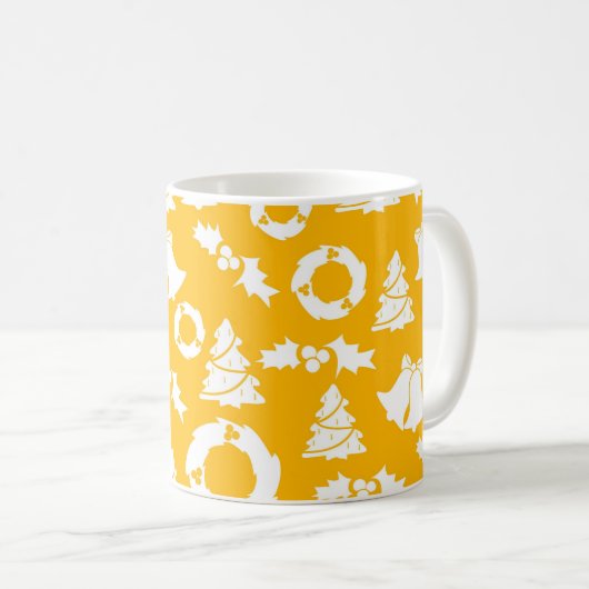 Yellow Christmas Pattern Kaffeetasse (VorderseiteRechts)