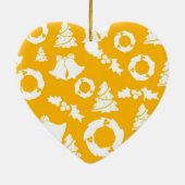 Yellow Christmas Pattern Keramik Ornament (Hinten)