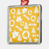 Yellow Christmas Pattern Ornament Aus Metall (Links)