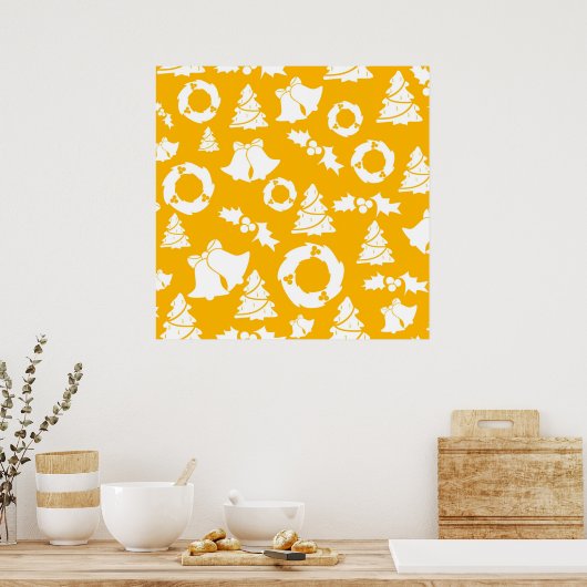 Yellow Christmas Pattern Poster (Küche)