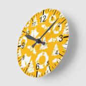 Yellow Christmas Pattern Runde Wanduhr (Winkel)