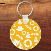 Yellow Christmas Pattern Schlüsselanhänger (Rückseite)