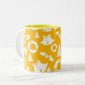 Yellow Christmas Pattern Zweifarbige Tasse (Vorderseite Links)