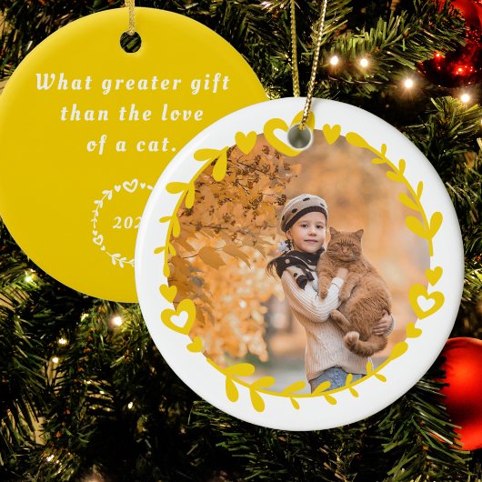 Yellow Christmas Pet Foto Ornament