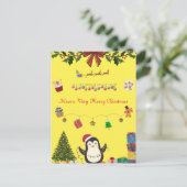 Yellow Christmas Postcard Postkarte (Stehend Vorderseite)