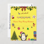 Yellow Christmas Postcard Postkarte (Vorne/Hinten)