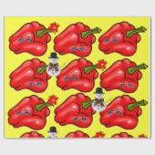 Yellow Christmas Red Paprikaschoten Wrapper Paper Geschenkpapier (Flach)