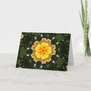 Yellow Christmas Rose Kaleidoskop Feiertagskarte