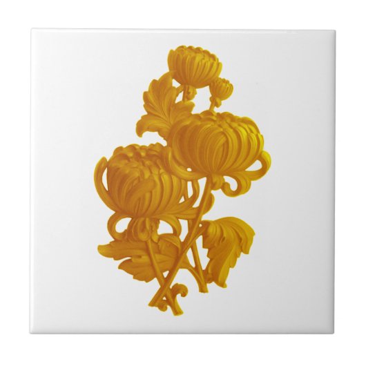 Yellow Chrysanthemum Fliese (Vorderseite)