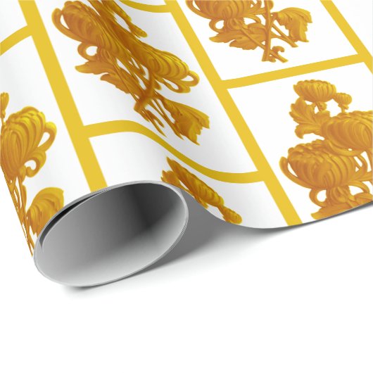Yellow Chrysanthemum Geschenkpapier (Rolleneckpunkt)