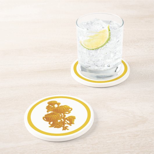 Yellow Chrysanthemum Getränkeuntersetzer (Seite)