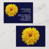 Yellow Chrysanthemum - Navy Blue Visitenkarte (Vorne/Hinten)