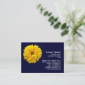 Yellow Chrysanthemum - Navy Blue Visitenkarte (Stehend Vorderseite)