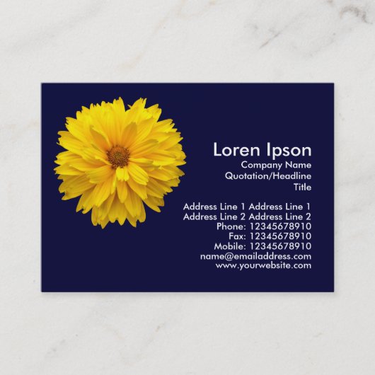 Yellow Chrysanthemum - Navy Blue Visitenkarte (Vorderseite)