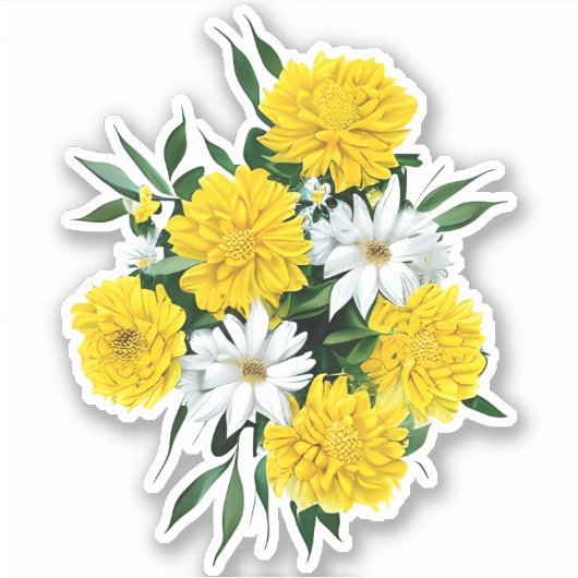 Yellow Chrysanthemums and Daisies Aufkleber (Vorderseite)