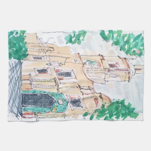 Yellow Church Geschirrtuch (Horizontal)