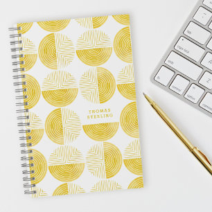 Yellow Circle Geometric Muster Spiral Notebook Notizblock