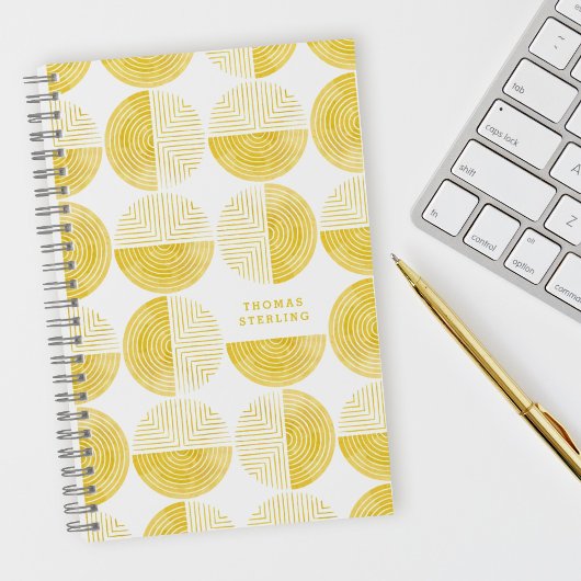 Yellow Circle Geometric Muster Spiral Notebook Notizblock