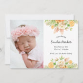 Yellow Citrus Frucht | Moderne Elegante Blumengebu Ankündigung (Vorderseite)