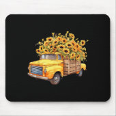 Yellow Ckup Truck Sunflower Autumn Halloween Thank Mousepad (Vorne)