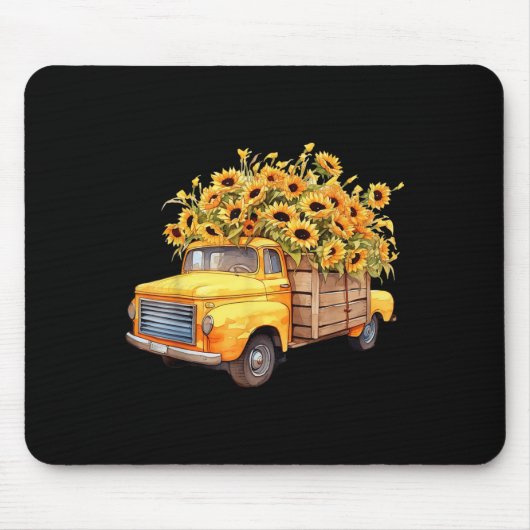 Yellow Ckup Truck Sunflower Autumn Halloween Thank Mousepad (Vorne)