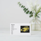 Yellow Classic Car Business Card Visitenkarte (Stehend Vorderseite)