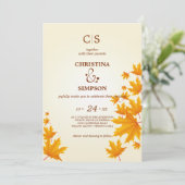 Yellow Classic Herbstmaple Blätter Hochzeit Einladung (Stehend Vorderseite)