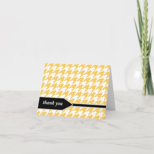 Yellow Classy Hahnentrittmuster Danke, dass ihr Ka Dankeskarte (Vorderseite)