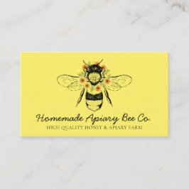 Yellow Classy Sunflower Floral Apiary Honey Bee Visitenkarte