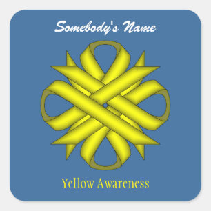 Yellow Clover Ribbon von Kenneth Yoncich Quadratischer Aufkleber